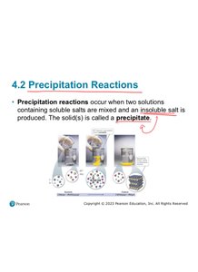 Slide explaining precipitation reactions with visual example