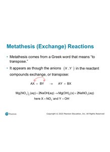 Slide explaining metathesis reactions