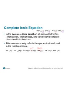 Slide showing complete ionic equation