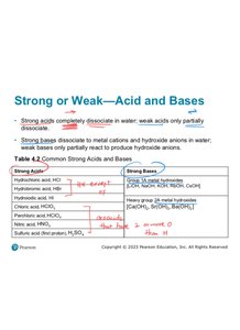 Slide listing strong acids and bases