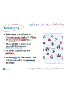 Slide defining solutions, solvent, solute, and aqueous solution
