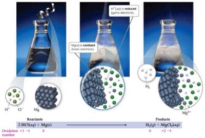 Photo showing displacement reaction between magnesium and acid
