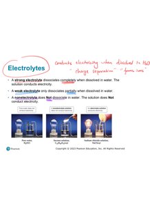Slide defining strong, weak, and nonelectrolytes with conductivity examples