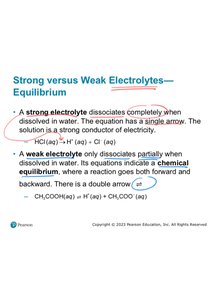 Slide showing equations for strong and weak electrolytes