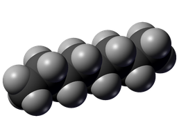 Space-filling model of octane, a nonpolar hydrocarbon
