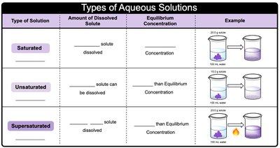 Types of Aqueous Solutions table