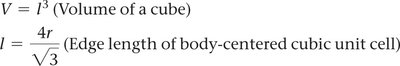 Equations for BCC unit cell