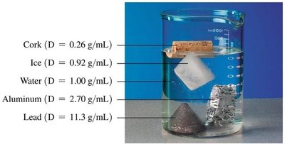 Objects floating and sinking in water based on density