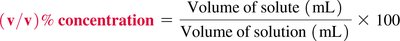 Volume/volume percent equation