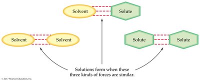 Intermolecular forces in solution formation