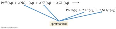 Complete ionic and net ionic equations, showing removal of spectator ions
