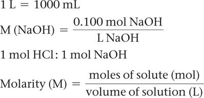 Stepwise calculation of molarity in a titration