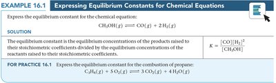 Example equilibrium constant expression