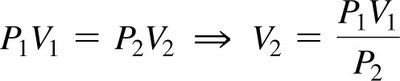 Boyle's law equation rearranged for V2
