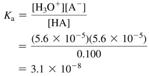 Ka calculation from equilibrium concentrations