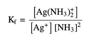 Formation constant equation for Ag(NH3)2+