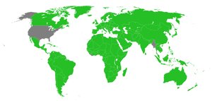 World map showing metric system adoption
