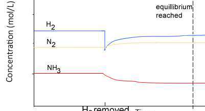 Effect of removing H2 on equilibrium concentrations