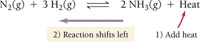 Exothermic reaction, add heat shifts left