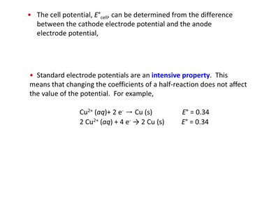 Table of selected standard electrode potentials