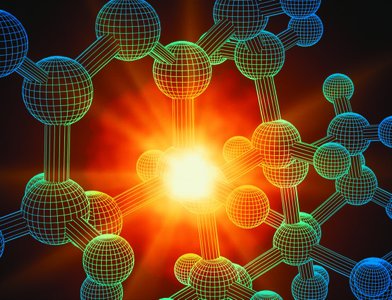 Artist’s representation of chemical bonds that hold atoms together