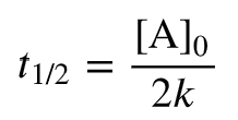 Second order half-life equation
