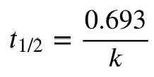 First order half-life equation