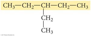 Highlighted longest chain in 3-ethylpentane