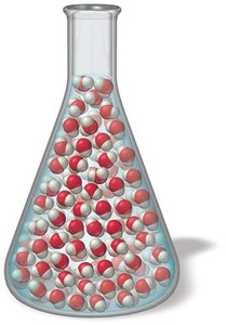 Liquid water molecules free to move