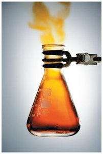 Brown gas in flask (NO2 formation)