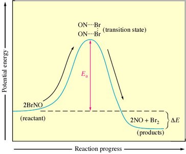 Potential energy diagram showing activation energy and transition state