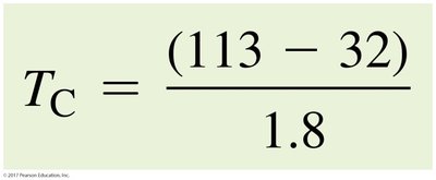 Equation for converting 113°F to Celsius