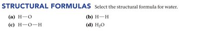 Structural formulas for water