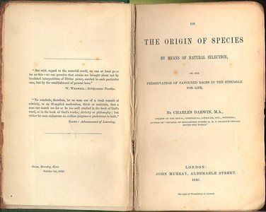 Darwin's On the Origin of Species, foundational text for natural selection