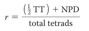 Recombination frequency formula in tetrad analysis