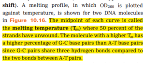 Definition of melting temperature in DNA