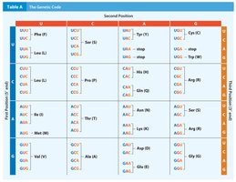 The genetic code table
