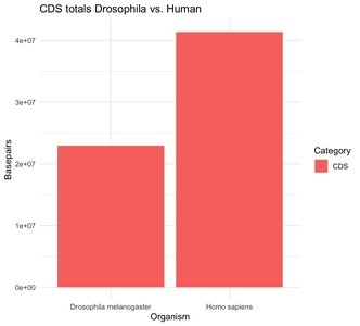 CDS totals Drosophila vs. Human