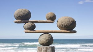 Balanced rocks representing equilibrium