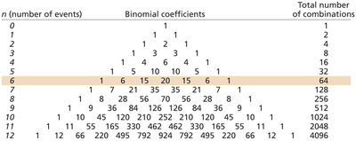 Pascal’s triangle of binomial coefficients