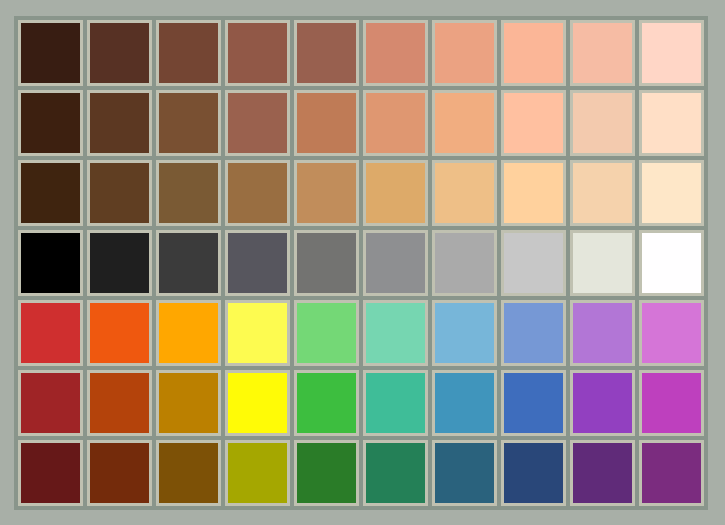 Grid of discrete color swatches