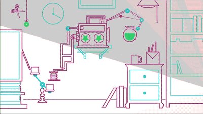 Rube Goldberg machine analogy for gene pathways