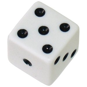 A six-sided die showing five