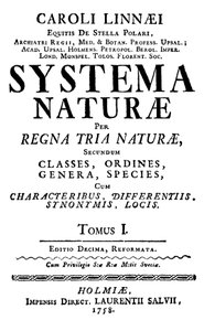 Title page of Linnaeus' Systema Naturae