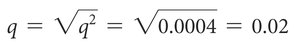Equation for calculating q from q squared in Hardy–Weinberg