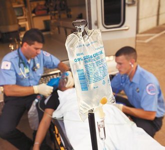 IV saline solution used in medical settings