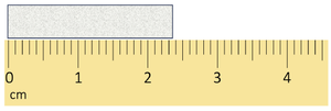 Ruler showing estimation of measured length