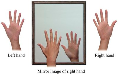 Mirror images of left and right hands as an analogy for chirality