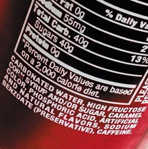 Label showing high-fructose corn syrup