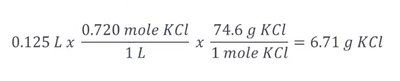 Calculation of grams KCl from molarity and volume